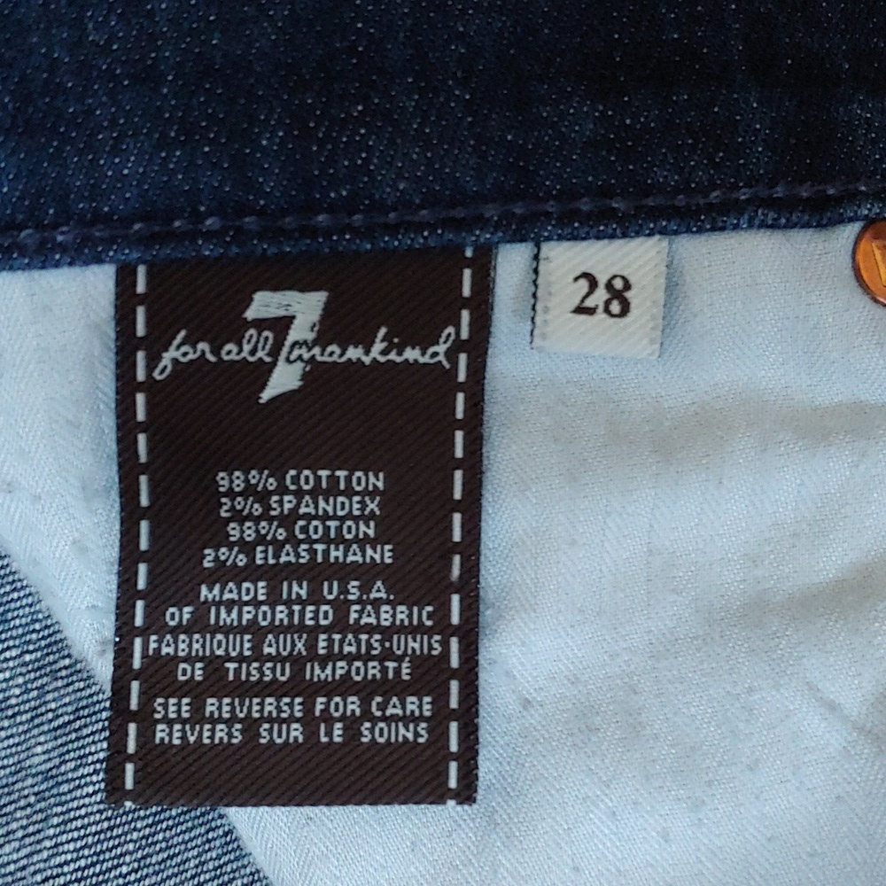 7 FOR ALL MANKIND DOJO CUT OFF INTO CROP JEANS SZ 28 CUTE - Picture 3 of 11